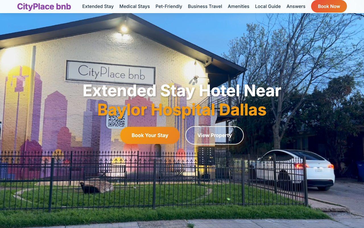 Homepage screenshot of CityPlace booking site